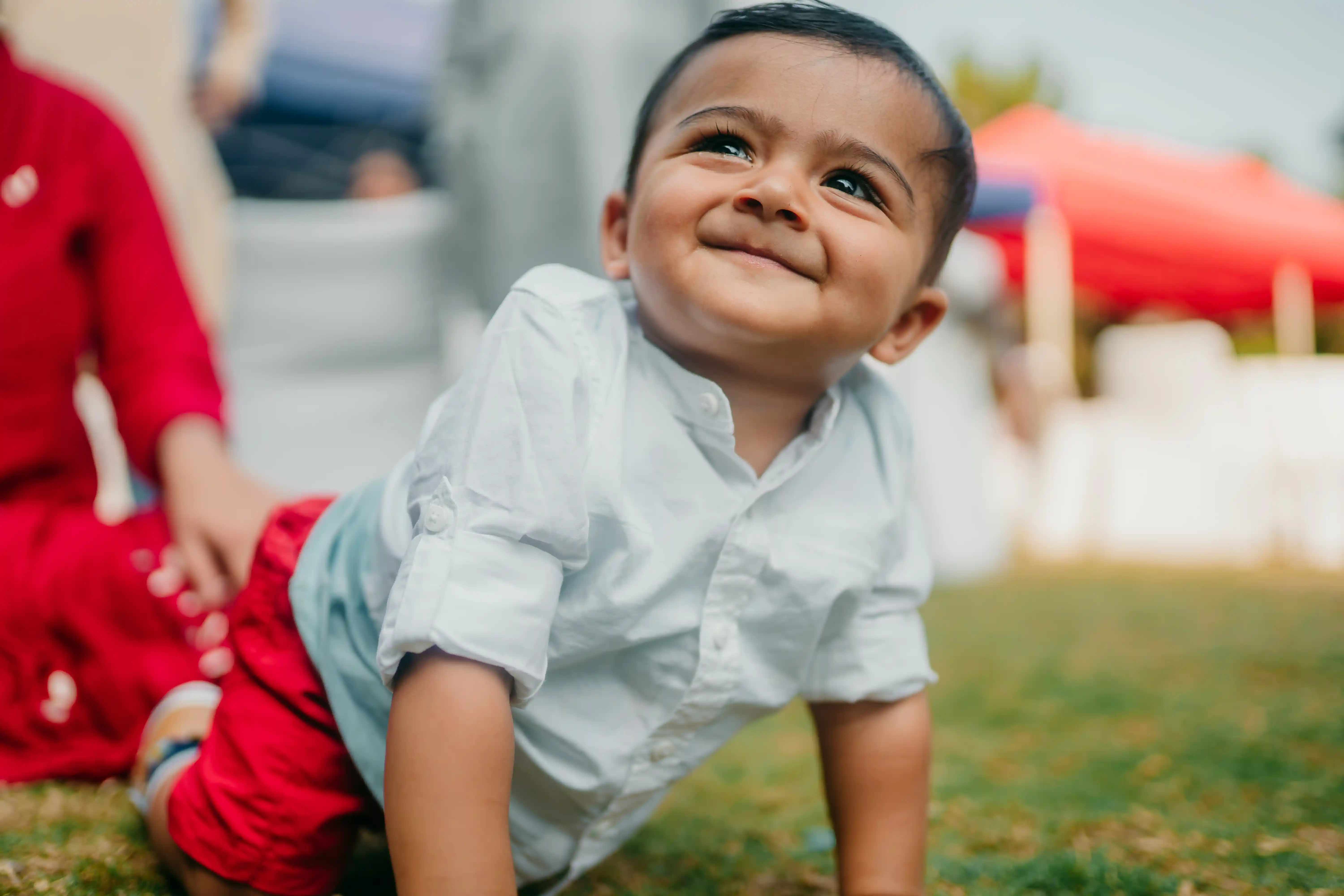 Smiling baby birthday portrait